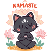 Zen Cat Namaste and Lotus