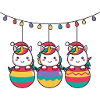 Drei Regenbogen-Einhörner Weihnachten