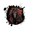 Black horse with red splatter