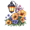 Gartenlampe im Blütenmeer