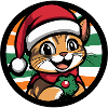 Christmas cat with mistletoe wreath