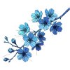 Geometric Blue Flower Branches