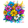 Farbige Wasserblumen-Bouquet