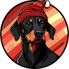 Doberman with Santa hat
