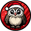 Winter Owl in Santa Hat