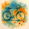 Aquarell, Fahrrad in Farbexplosion