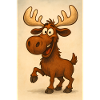 Happy Moose in Caricature Style