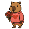 Capybara mit Rosenstrauß – Süßes Valentinsmotiv