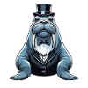 Elegant walrus in tuxedo