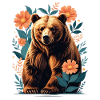 Brown bear in a flower frame