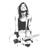 Monochrome Female Guitarist Sketch