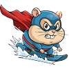 Superhero Hamster Surf Skate Cartoon