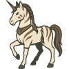 Stammeskrieger-Einhorn mit Zöpfen und Markierungen