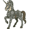 Fantasy-Design schwer gepanzerter Einhornritter