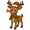 Comic-Weihnachtshirsch mit Deko
