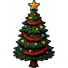 Comic-Weihnachtsbaum bunt geschmückt