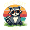 Cute Raccoon Retro Sunset