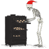 Skeleton bakes cookies