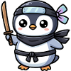 Pingouin Ninja avec Épée