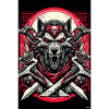 Crimson Wolf Warrior With Blades