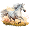 Cheval aquarelle sautant par-dessus le pâturage