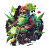Biker Gnome with Grass Leaves