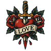 Heart Dagger Tattoo with Roses