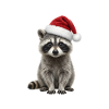 Raccoon with red Christmas hat