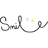 Flowery smile in cursive script