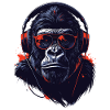 Gorilla with headphones Cool motif