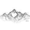 Mountains Heart Sketch Black White