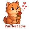 Purrfect Love Cat with Rose