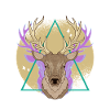 Deer head with geometric triangle