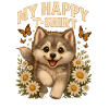 Cute dog with flower wreath