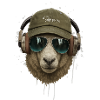 Sheep with headphones retro style