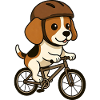 Süßer Beagle mit Fahrradfahrer Cartoon Kinder