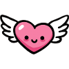Kawaii Heart with Angel Wings Love