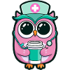 Kawaii Krankenschwester Eule Kaffee
