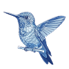 Geometric hummingbird on branch