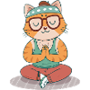 Zen Yoga Cat with Retro Glasses