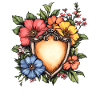 Blumen-Schild im Farbspiel