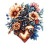 Cœur d’engrenages et de fleurs
