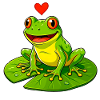 Frosch mit Herz auf Seerose.