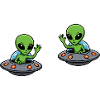 Doppel Alien-Grüße im UFO