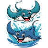 Fröhliches Manta-Duo Splash