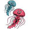 Two funny jellyfish