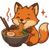 Fox with noodles ramen kawaii fox