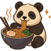 Panda with noodles ramen kawaii panda