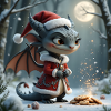 Weihnachtsdrache im verschneiten Wald