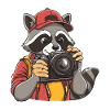 Funny Cool Raccoon Photographer with Camera